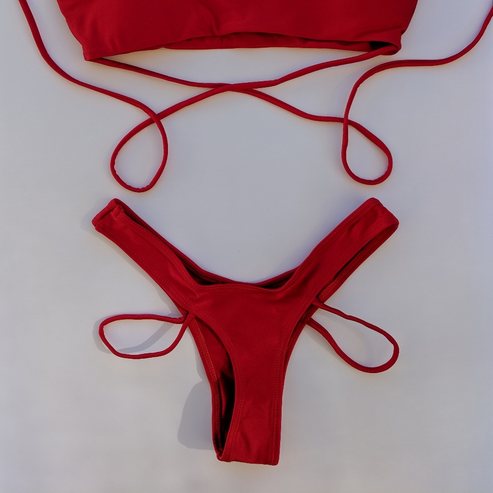 Red Strappy Bikini BOTTOMS
